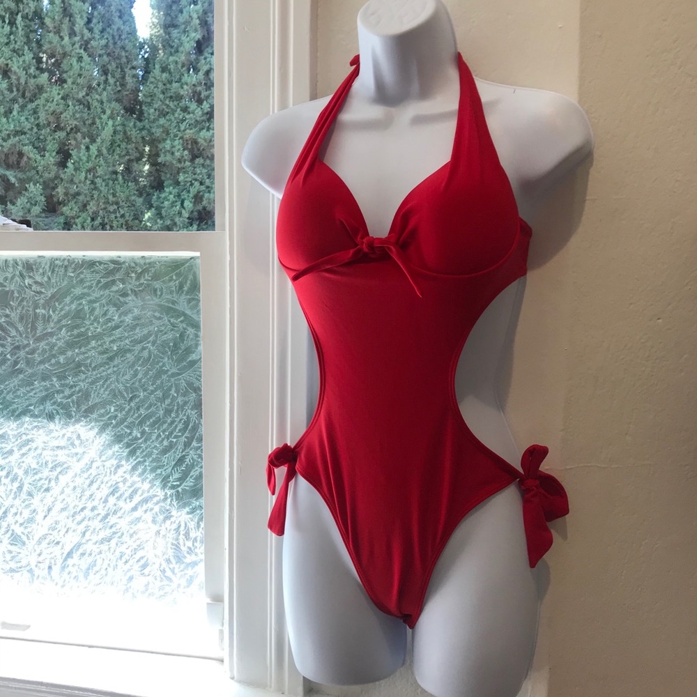 Mar Fio Fire Red Bow Tie One Piece Swimsuit